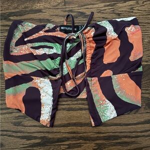 PrettyLittleThing Orange and Green Patterned Top